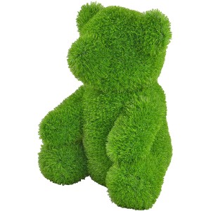 Grüne AniPlants Gartenfigur Bär, 50 cm, Frontalansicht. Dekorative Gartendeko.