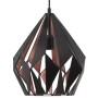 Moderne Eglo Pendelleuchte Carlton 1 in Schwarz-Kupfer mit geometrischem Lampenschirm.
