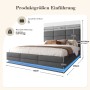 okwish Polsterbett 140x200cm mit LED USB C Hydraulik Stauraum Schlafzimmer Grau ohne Matratze_5