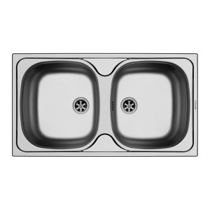 Pyramis Einbauspüle E 78 mit Doppelbecken aus Edelstahl, 78x43,5cm.