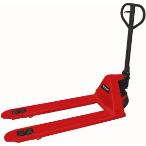 Roter Einhell Palettenhubwagen TC-PT 2500 für Werkstatt, Lager und Transport.