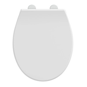 Weißer Schütte WC-Sitz Premium Slim Form aus Thermoplast mit Absenkautomatik.