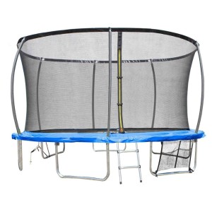 Soulet Gartentrampolin, Ø 427 cm, schwarz-blau, mit Leiter und Netz-Staufach.