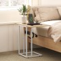 HOMCOM C-förmiger Beistelltisch aus MDF und Metall in Naturholzoptik, mit integrierter Ladestation und USB-Ports. Ideal als Nachttisch.