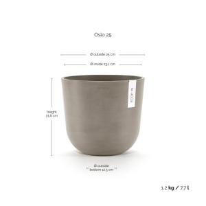Ecopots Pflanztopf Oslo Braungrau 25 cm x 21,8 cm
