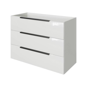 Pelipal Quantum Waschbeckenunterschrank, 100 cm, Schneeweiß Glanz mit 3 Auszügen.