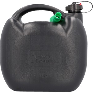 Schwarzer Cartrend Benzinkanister aus Kunststoff, 10 Liter, mit Einfüllstutzen.