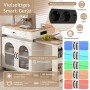 okwish Kücheninsel mit Rollen Ausziehtisch LED Beleuchtung Steckdosenleiste 128-200x71x92cm Weiß_7