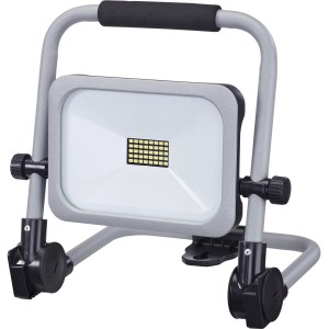 LED-Arbeitsleuchte Bright 20W Akku, silber-anthrazit, klappbarer Baustrahler mit Standfuß.