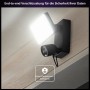 Philips Hue Flutlichtkamera Secure, schwarz, mit hellem Licht und integrierter Überwachungskamera für den Außenbereich.