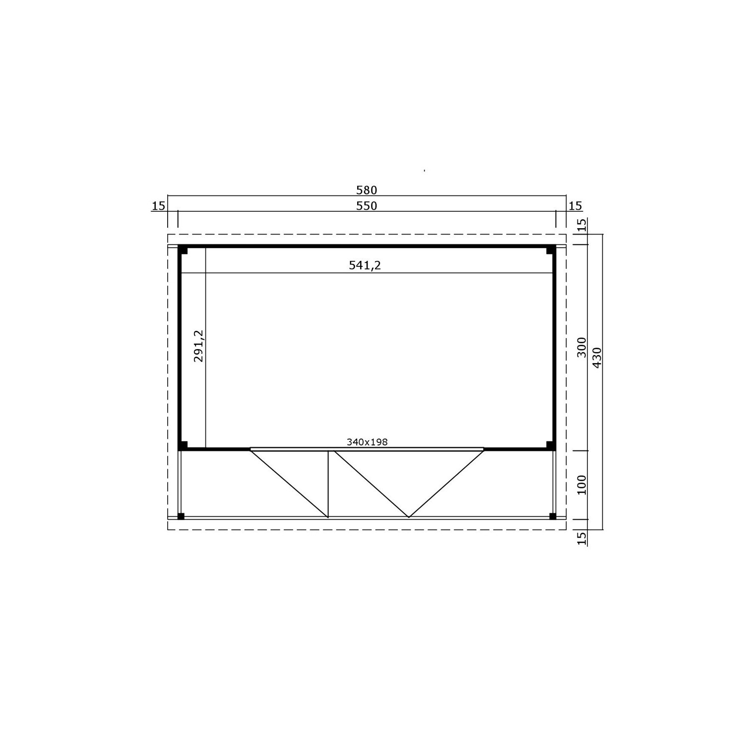 Grundriss Gartenhaus Lasita Maja Liverpool 3 Natur mit Maßen für Planung.