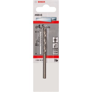 Bosch Metallbohrer Pro HSS-G, 4,5 mm, im Blister. Geeignet für Stahl, Stahlguss, Grauguss und Kunststoffe.