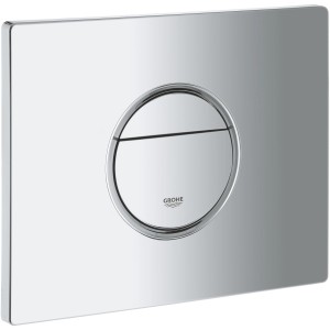 Grohe Nova Cosmopolitan WC-Drückerplatte in Weiß-Edelstahl für 2-Mengen-Spülung.