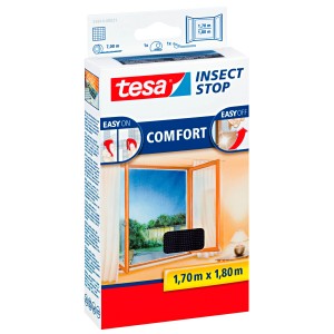 Verpackung Tesa Fliegengitter Fenster Comfort, anthrazit, 180x170cm mit Klettband.