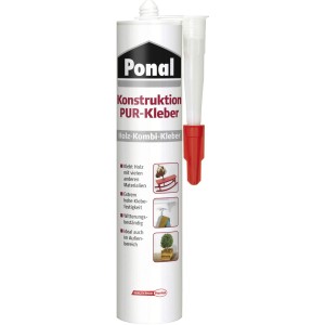 Ponal Konstruktion PUR-Kleber, 530g Kartusche in Elfenbein, für Holz und andere Materialien.