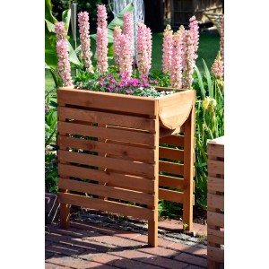 Holz-Hochbeet von Dobar, 71x36x58 cm, bepflanzt mit Blumen. Ideal für Garten & Balkon.