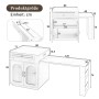 okwish Kücheninsel mit Rollen Ausziehtisch LED Beleuchtung Steckdosenleiste 128-200x71x92cm Weiß_5