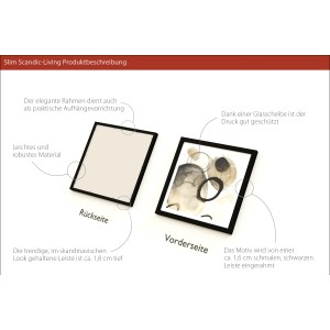 Bild mit Rahmen Anonymus Mid Century Forms III, 32,5x32,5 cm. Wandbild mit abstraktem Muster und schwarzem Rahmen.