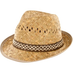 Strohhut Borsalino Herren, Größe 59, mit dekorativem Hutband für Garten und Freizeit.