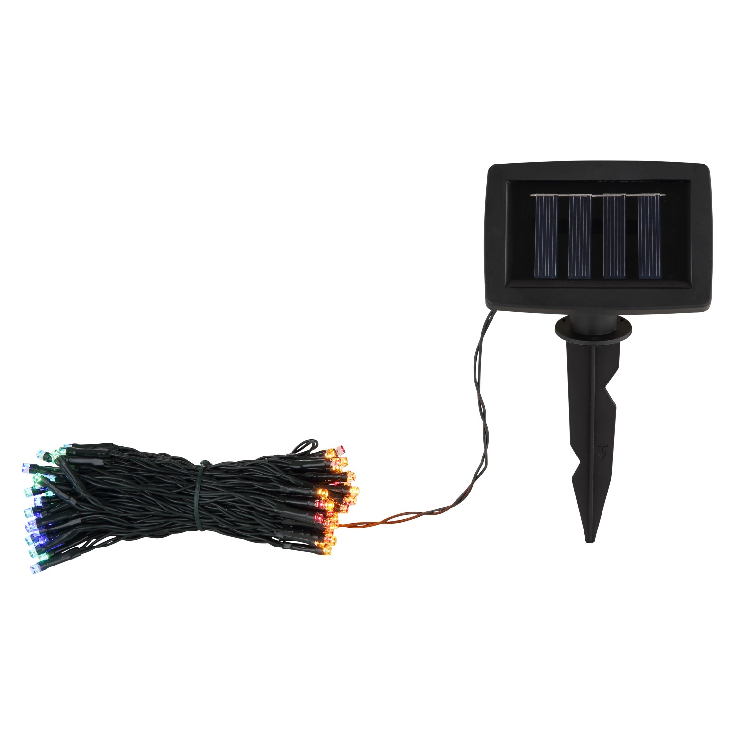 Globo Solar-Lichterkette mit RGB Farbwechsler, 100 LEDs, schwarz matt, für den Außenbereich.