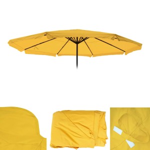 Gelber Ersatzbezug für MCW Sonnenschirm Carpi Pro, Ø 5m. Schutzhülle mit Volant und Luftzirkulationshaube.