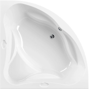 Weiße Sanitop-Wingenroth Acryl-Eckwanne Meleo, 140x140 cm, mit Sitzfläche.