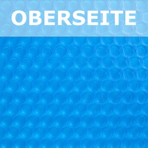 Detailaufnahme der blauen Chemoform Pool-Solarplane Robust Oval mit Luftpolsterfolie.