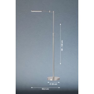 Moderne Fischer & Honsel LED Stehleuchte Nami in Nickel, dimmbar und mit CCT-Technologie.