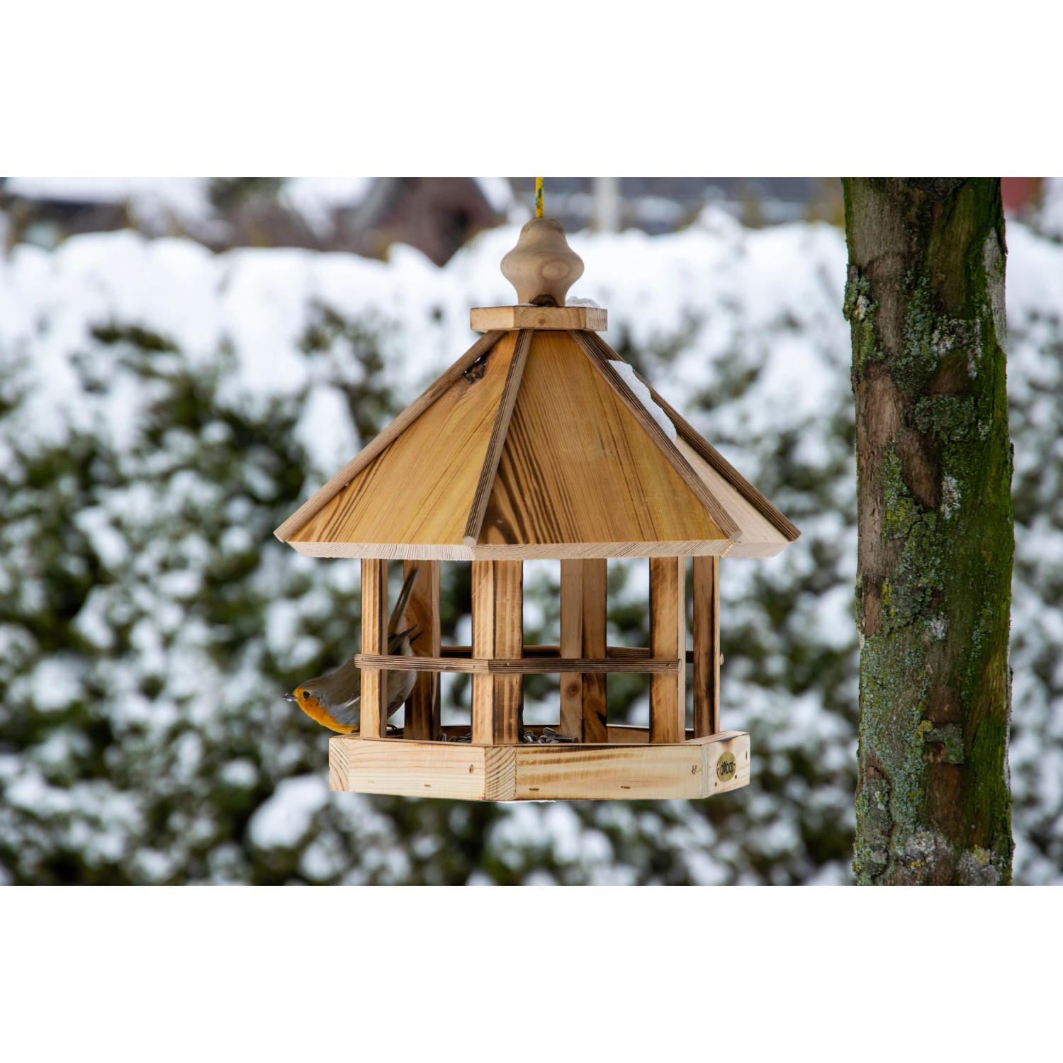 Glitzhome Vogelhaus Aus Massivholz, Marienkäfer-Design, 29,2 Cm Hoch | Hängendes Gartenvogelhaus Für Draußen