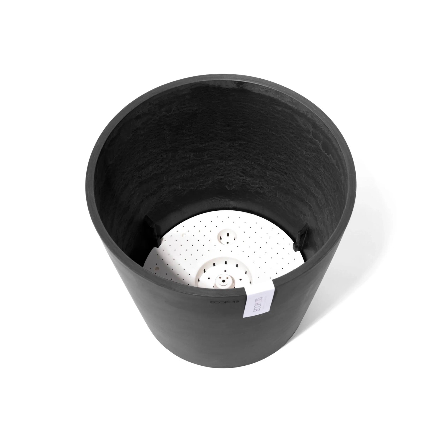 Dunkelgrauer Ecopots Pflanztopf Amsterdam, 40x35 cm, mit Wasserreservoir. Ideal für Innen- und Außenbereich.