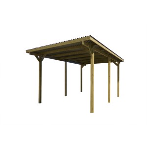 Weka Einzelcarport 606 aus Holz, 300x500 cm, mit stabiler Dachkonstruktion.