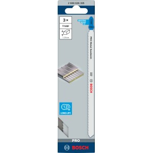 Bosch Stichsägeblätter T718BF, 3 Stück, für Metall-Sandwich-Paneele bis 120mm Dicke.