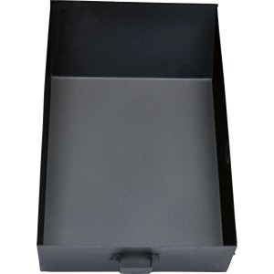 Aschekasten für Werkstattofen Speckstein, schwarz, aus Metall.