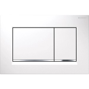 Geberit Sigma30 Betätigungsplatte, weiß hochglanz mit Chrom, 2-Mengen-Spülung.