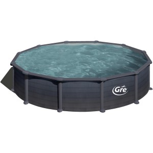 Runder Gre Stahlwandpool Granada, Ø 550 cm, 132 cm hoch, in Graphitoptik. Komplett-Set mit Sandfilteranlage.