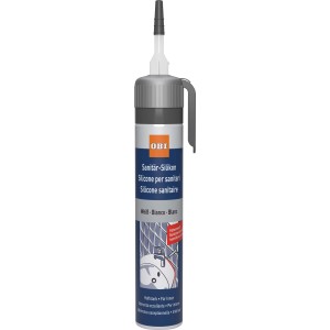 OBI Sanitär-Silikon, weiß, 100ml Kartusche für Bad, Küche & WC. Pilzhemmend und haftstark.