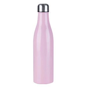 Rosa Kelomat Trinkflasche (0,75 l) aus Edelstahl mit silbernem Schraubverschluss.
