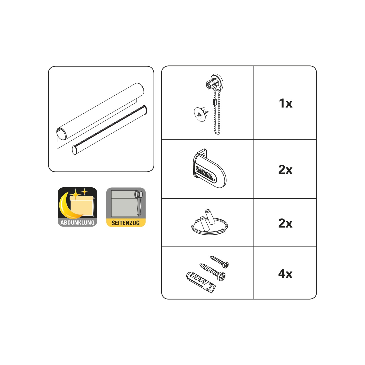 Gardinia Verdunkelungsrollo Blackout Zubehör: Montage- und Bedienteile im Überblick.