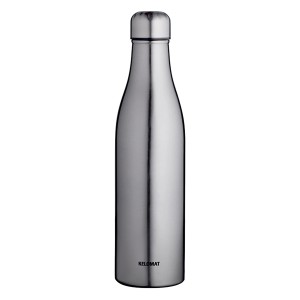 Kelomat Edelstahl Trinkflasche, gebürstet, 0,75 l, silberfarben. Ideal für unterwegs.