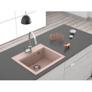 Miló Einbauspüle Luxuria 56 Sand aus Granitverbundstoff, Aufbauspüle mit Armatur