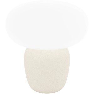 Tischleuchte Cahuama, hellbrauner Keramikfuß mit weißem Glasschirm, Design-Tischlampe