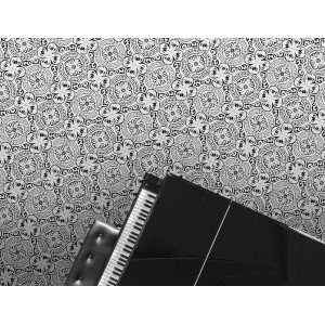 Feinsteinzeug Breda, glasierte Bodenfliese in Schwarz-Weiß mit Retro-Muster, 20x20 cm.