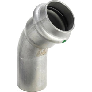 Viega Sanpress Inox Bogen 45° aus Edelstahl, Ø 15 mm, 10er-Pack.