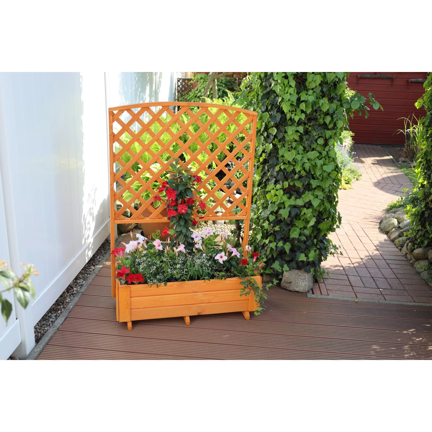 Rankkasten 'Flora' Aus Massivem Kiefernholz – Mit Rankgitter, Tauchimprägniert, Für Balkon & Garten