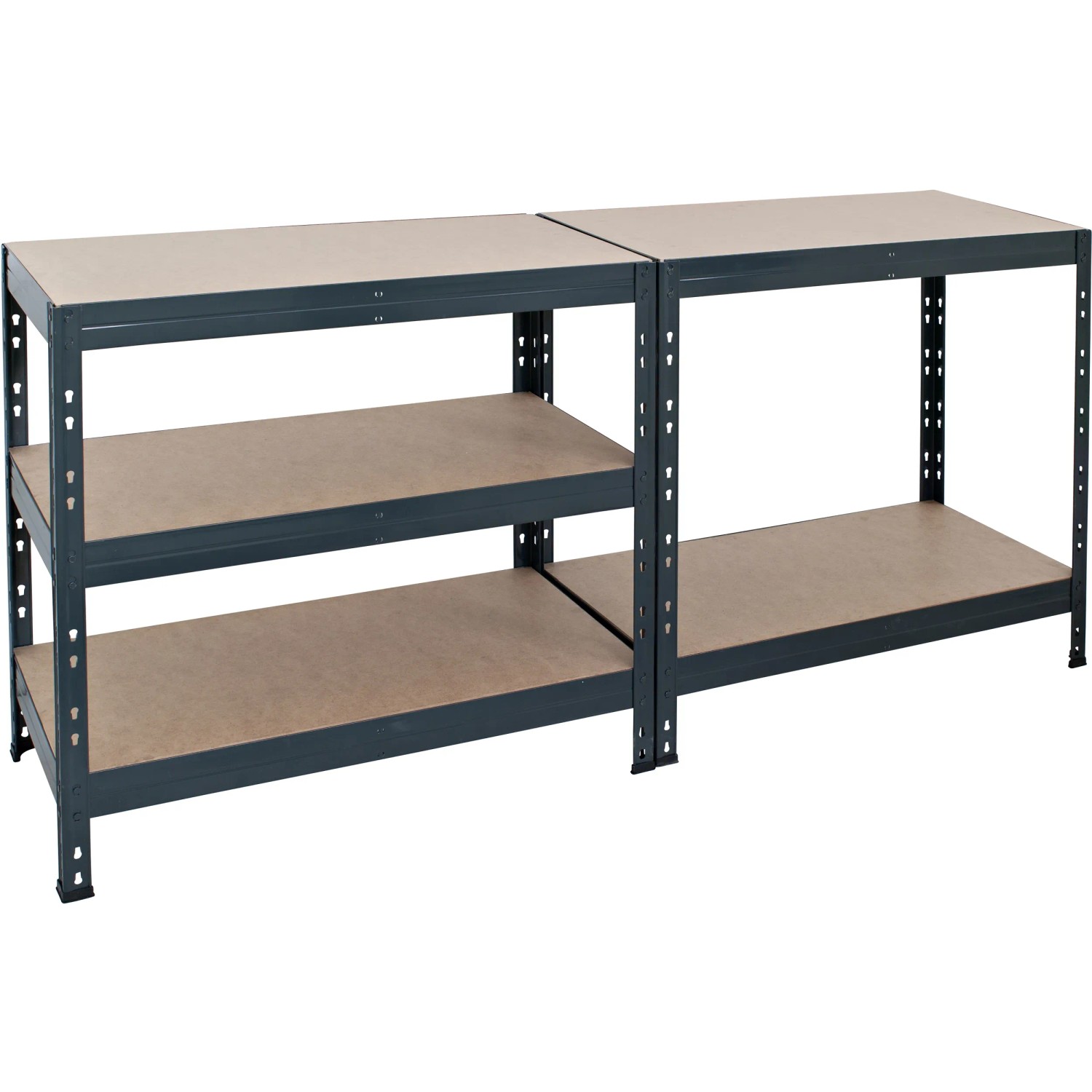 Anthrazitfarbenes Ar Shelving Schwerlast-Steckregal (180x90x40cm) mit 5 Böden und HDF-Regalböden.