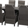Siena Garden Gartenmöbelset Corido, 7-teilig: 6 Sessel, 1 Ausziehtisch. Lounge-Gartenmöbel mit grauem Geflecht.