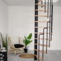 Minka Spindeltreppe Suono, 140x78 cm, Buche-Schwarz, platzsparende Innentreppe für kleine Räume.