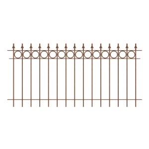 Unbeschichteter Eleo Zaun Belluno, 96 cm, Schmiedeeisen mit Kreis- und Pinienmuster.