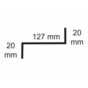 Sarei Z-Profil 90° HG19, 20/127/20 mm, Schemazeichnung mit Maßen für Dachbleche.