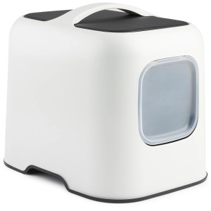 Rotho Katzentoilette Biala, Mistletoe White, mit Tür und Griff. Katzenklo für Innen.